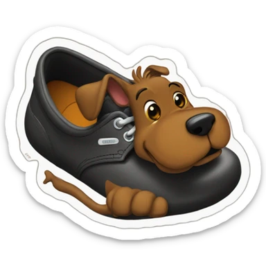 black scooby doo inside of a shoe sticker