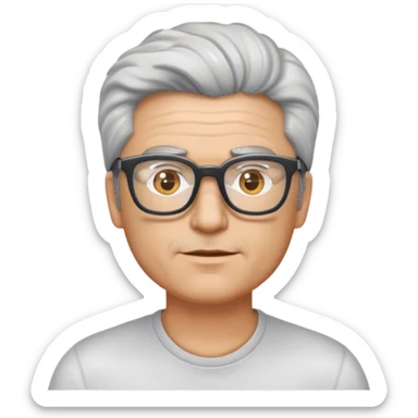 middle aged man with salt-and-pepper hair and glasses sticker