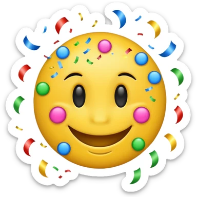 Smiley emoji with confetti  sticker
