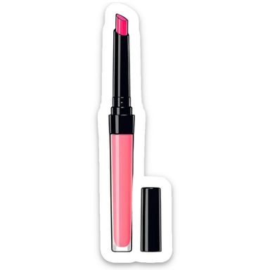 shiny pink lip gloss with applicator sticker