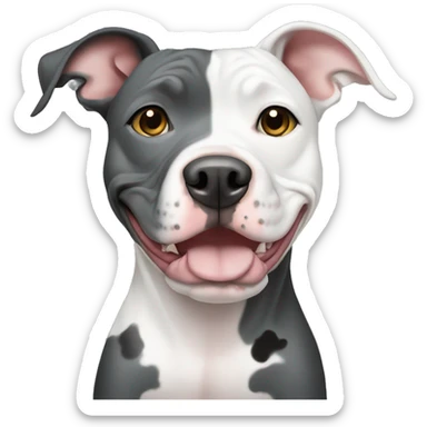 one eyed pit bull with grey spots sticker