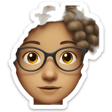 white 12 year old girl with long brown hair parted down the middle, dark brown eyes, and clear glasses sticker