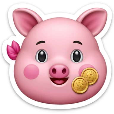 emoji de cochinito mientras se le cae las monedas sticker