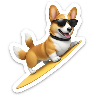 Corgi wearing sunglasses surfing on a wave  sticker