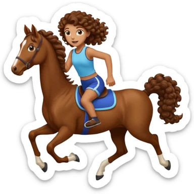  curly tailhorse brown hair girl running sticker