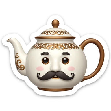 a teapot with mustache  sticker