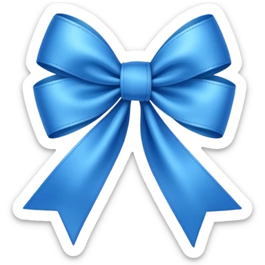 blue ribbon tied in a bow, apple emoji style sticker