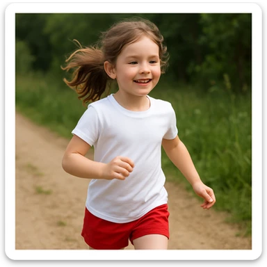 Make the girl's outfit red shorts and a white short-sleeved t-shirt sticker