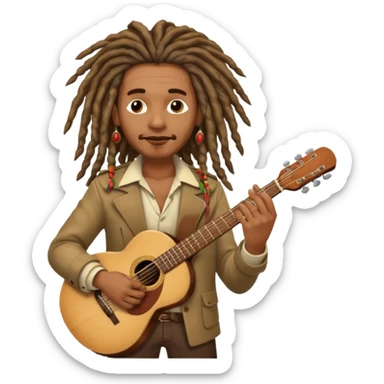 Musician with dreadlocks and Cuba ciga and guitar sticker