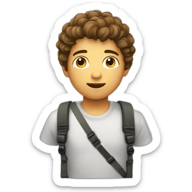 niño 12 años con pelo rizado sosteniendo una camara sticker