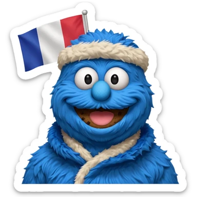 cookie monster bust, with french flag, only one flag,  sticker
