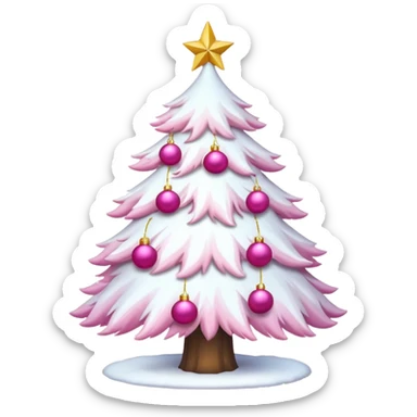 White Christmas tree with pink ornaments sticker