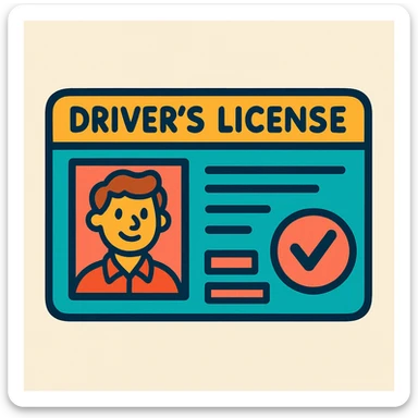 A cartoonish driver's license with bright colors and a fun design. sticker