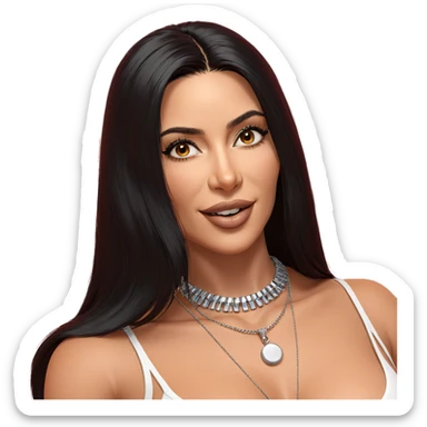 girl with black hair necklace sticker