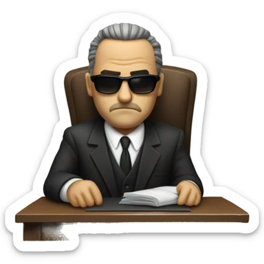 Mafia boss sitting at a desk  sticker