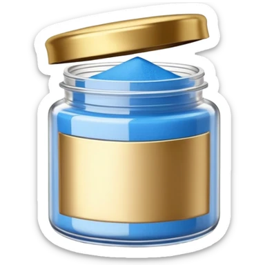 ultra realistic short jar of acrylic powder blue with gold lid sticker