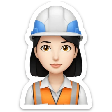 Ingeniera industrial casco blanco y cabello negro sticker