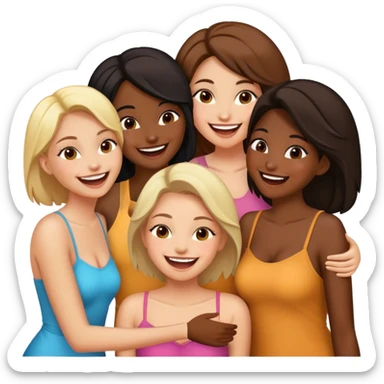 Four female friends, two are Latin one is black and one is white  sticker