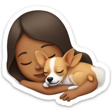 a girl sleeping with her chihuahua  sticker