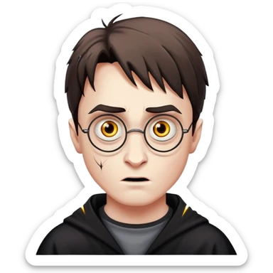 Scary Harry Potter with lightning scar and creepy eyes sticker
