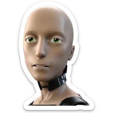 bald android sci-fi parody sticker