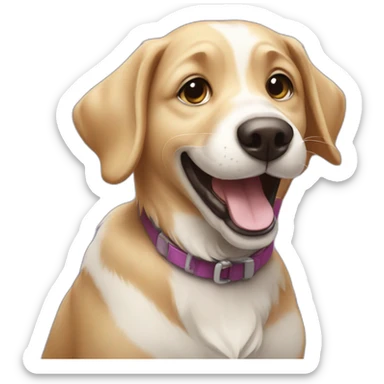 happy dog playing with bubble sticker