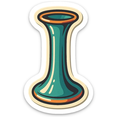 Obstetric Pinard stethoscope, rear view, retro stickers style, soft rounded shapes, expressive contours, vintage color palette, light paper texture, shadows and highlights, transparent background sticker