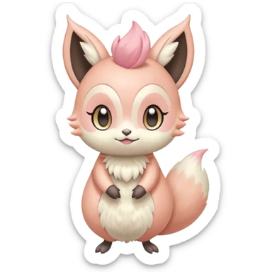 Pastel Pink-Peach Soft-Cream Rosy-Glossed Cute Round Meloetta-Trico-hybrid-animal-creature (full body) sticker
