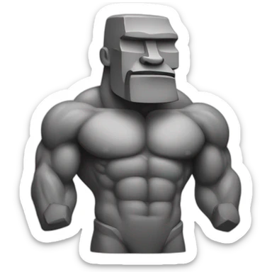Moai that goes to gym with muscles and gains sticker