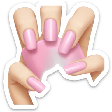 Light pink nails holding nail polish sticker
