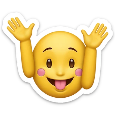 Emoji with tongue out and hands to the side  sticker