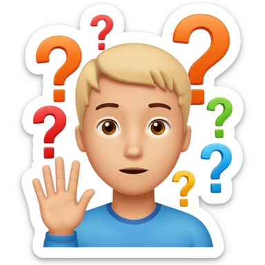 Cartoon illustration of an animated character trying to guess a secret number, question marks floating around their head, thoughtful expression, playful and educational style, bright colors, simple background. sticker