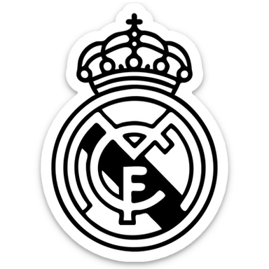 Real Madrid logo, simple black outlined icon, no fill sticker