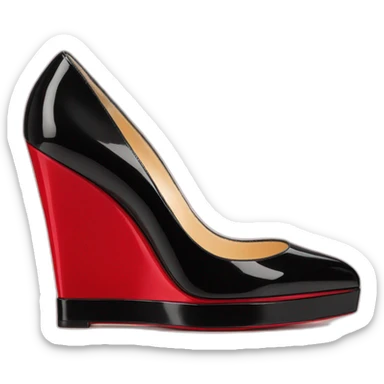 CHRISTIAN LOUBOUTIN  BLK PATENT WEDGE heel sticker