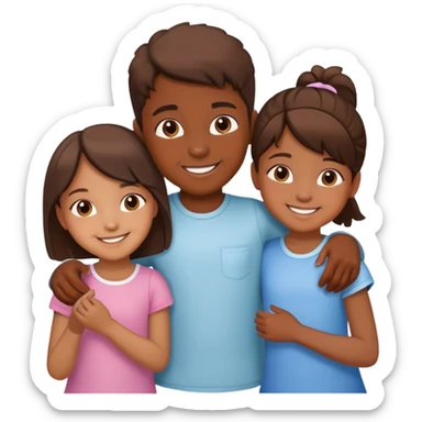 siblings playing together - one boy and two girls sticker