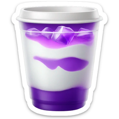 double white cup with purple drink and ice cubes sticker