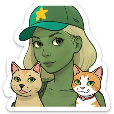 blonde Bestie with a dog and a brunette Bestie with a cat ￼￼ sticker