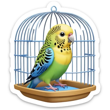Budgie inside mini cage sticker