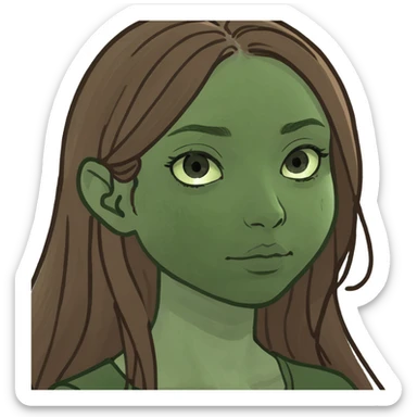 Girl with long brown hair sticker