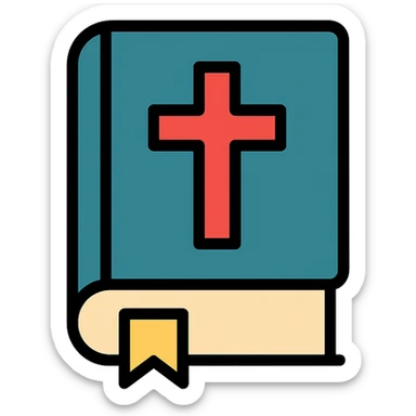 bible with a bookmark, color outlined icon sticker