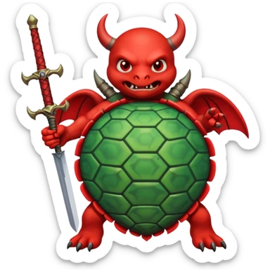 A devil in a turtle carapace add devil sword sticker