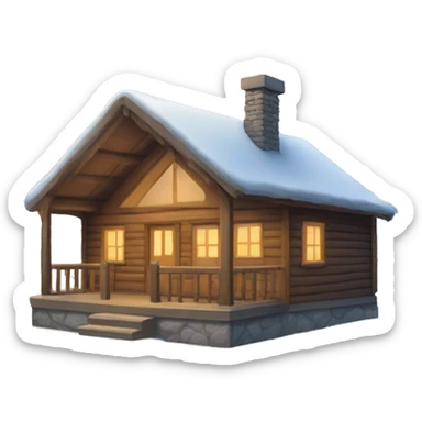 winter cabin sticker