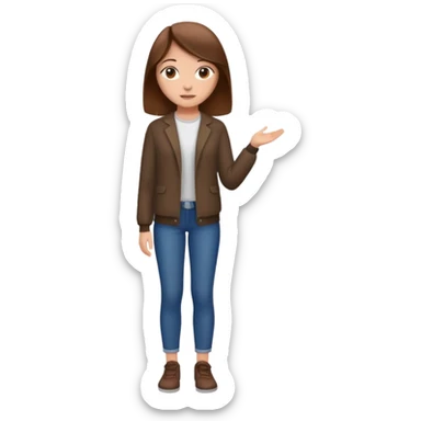 fille  en entier cheveux bruns tres long et lisse sticker