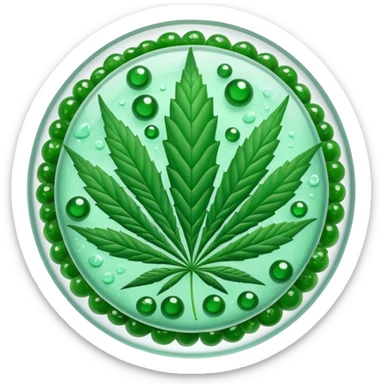 frozen caviar with cannabis leaf sticker