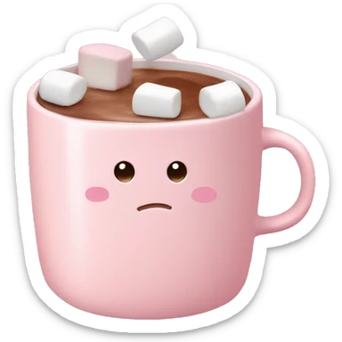 Light Pink mug of hot chocolate with marshmallows inside sticker