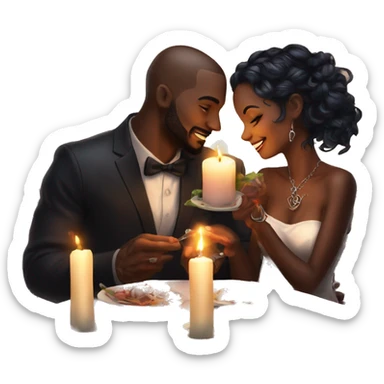 romantic candle light dinner for beautiful tattooed couple sticker