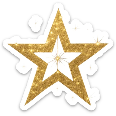 Remove the background from the image, keep the star sparkling, luxurious and bold with a strong presence. sticker