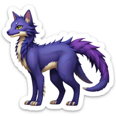 Kawaii dark colorful edgy fantasy ethereal feline-vernid-sergal-fursona animal creature with a tufted tail full body sticker