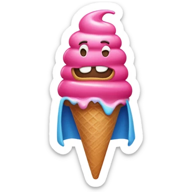 Ice cream superhero with cherry toes sticker