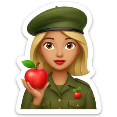 woman with apple green beret sticker
